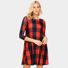 Load image into Gallery viewer, Red Christmas Plaid Check A-Line Dress
