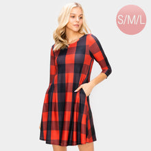 Load image into Gallery viewer, Red Christmas Plaid Check A-Line Dress
