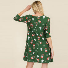 Load image into Gallery viewer, Green Night Before Christmas Printed A-Line Dress
