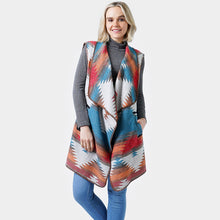 Load image into Gallery viewer, Teal Western Print Vest
