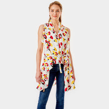 Load image into Gallery viewer, White Abstract Floral Vest Cover up
