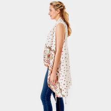 Load image into Gallery viewer, White Flower Pattern Print Cover Up Vest
