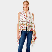 Load image into Gallery viewer, White Flower Pattern Print Cover Up Vest
