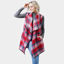 Load image into Gallery viewer, Red Plaid Check Vest With Pocket
