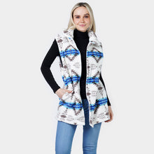 Load image into Gallery viewer, White Aztec Patterned Sherpa Fleece Pocket Vest
