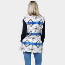 Load image into Gallery viewer, White Aztec Patterned Sherpa Fleece Pocket Vest
