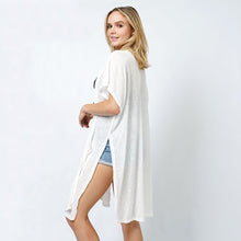 Load image into Gallery viewer, White Ribbed Jersey Vest Poncho With Pocket
