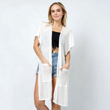 Load image into Gallery viewer, White Ribbed Jersey Vest Poncho With Pocket
