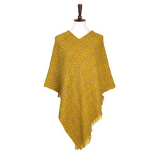 Load image into Gallery viewer, Mustard Solid Plaid Poncho
