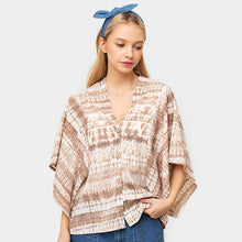 Load image into Gallery viewer, Brown Tie Dye Button Down Kimono Poncho
