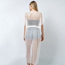 Load image into Gallery viewer, White Mesh Vest Poncho with Draw String
