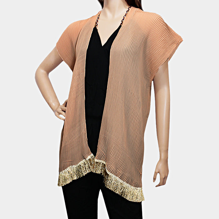 Tassel Fringe Texturized Open Poncho