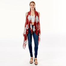 Load image into Gallery viewer, Red Lily Flower Patterned Chiffon Cover Up Vest
