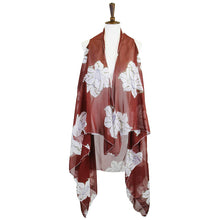 Load image into Gallery viewer, Red Lily Flower Patterned Chiffon Cover Up Vest
