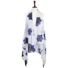 Load image into Gallery viewer, White Lily Flower Patterned Chiffon Cover Up Vest
