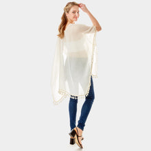 Load image into Gallery viewer, Ivory Tassel Trimmed Solid Cover Up
