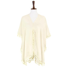 Load image into Gallery viewer, Ivory Tassel Trimmed Solid Cover Up
