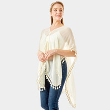 Load image into Gallery viewer, Ivory Tassel Trimmed Solid Cover Up
