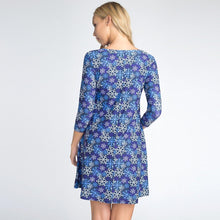 Load image into Gallery viewer, Blue Snowflake Patterned A-Line Dress
