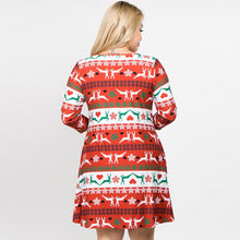 Load image into Gallery viewer, Red Fair Isle Reindeer Patterned A-Line Dress
