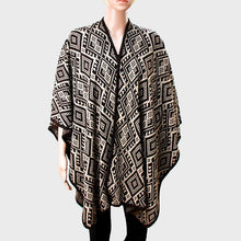 Load image into Gallery viewer, Brown Funky Tribal Acrylic Poncho
