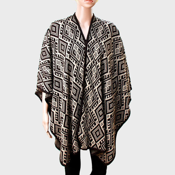 Brown Funky Tribal Acrylic Poncho