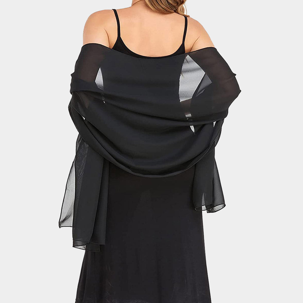 Black Lightweight Chiffon Shawl Scarf Wrap