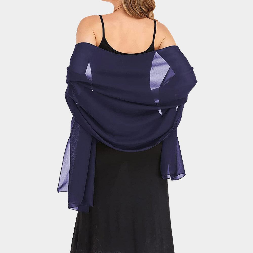 Navy Lightweight Chiffon Shawl Scarf Wrap