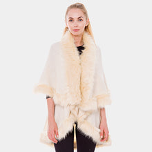 Load image into Gallery viewer, Layered Half Cape Poncho with Fur Trim
