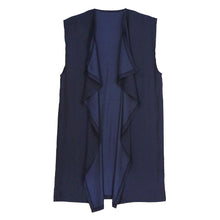 Load image into Gallery viewer, Navy Waterfall Lapel Satin Vest
