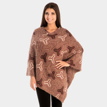 Load image into Gallery viewer, Red Patterned V-Neck Poncho
