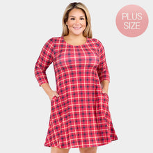 Load image into Gallery viewer, Red Plaid Check Pinafore A Line Swing Dress
