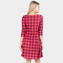 Load image into Gallery viewer, Red Plaid Check Pinafore A Line Swing Dress
