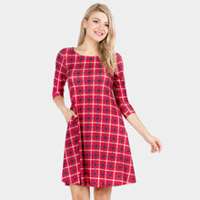 Load image into Gallery viewer, Red Plaid Check Pinafore A Line Swing Dress
