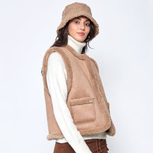 Load image into Gallery viewer, Taupe Faux Suede Sherpa Vest
