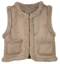 Load image into Gallery viewer, Taupe Faux Suede Sherpa Vest
