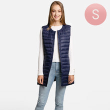 Load image into Gallery viewer, Navy Solid Light Long Puffer Front Pockets Button Vest
