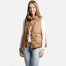 Load image into Gallery viewer, Taupe Solid Light Front Pockets Button Short Adjustable Vest
