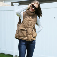 Load image into Gallery viewer, Taupe Solid Light Front Pockets Button Short Adjustable Vest
