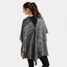 Load image into Gallery viewer, Black Two tone knit V- neck poncho
