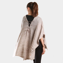 Load image into Gallery viewer, Taupe Two tone knit V- neck poncho
