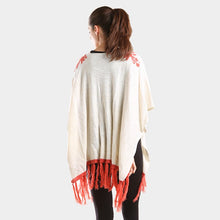 Load image into Gallery viewer, Embroidered flower vine &amp; tassel poncho sweater
