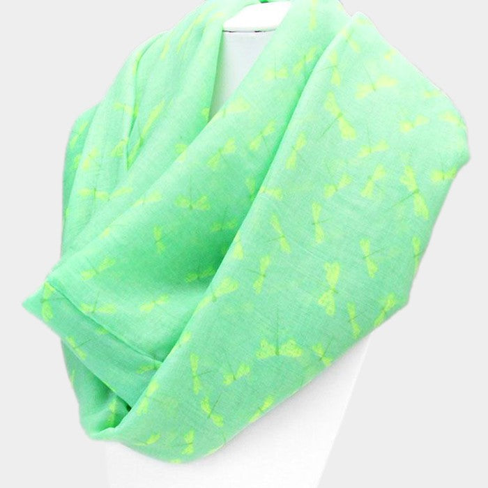 Green Dragonfly Polyester Infinity Spring Scarf