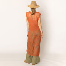 Load image into Gallery viewer, Rust Chest Blocked Crochet Long Dress
