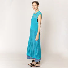 Load image into Gallery viewer, Turquoise Chest Blocked Crochet Long Dress
