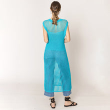 Load image into Gallery viewer, Turquoise Chest Blocked Crochet Long Dress
