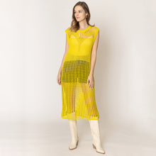 Load image into Gallery viewer, Yellow Chest Blocked Crochet Long Dress
