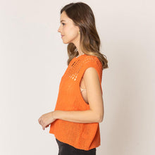 Load image into Gallery viewer, Orange Chest Blocked Crochet Poncho Vest
