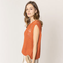 Load image into Gallery viewer, Rust Chest Blocked Crochet Poncho Vest
