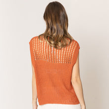 Load image into Gallery viewer, Rust Chest Blocked Crochet Poncho Vest
